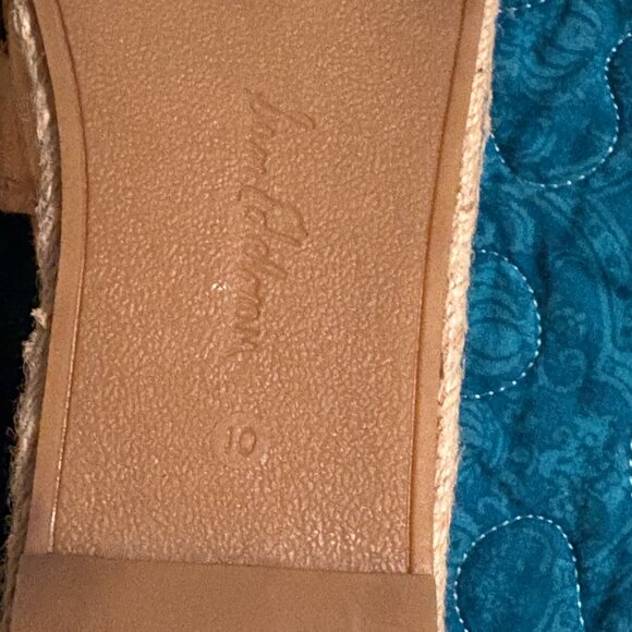 Sam Edelman Celton Suede Espadrilles Black Tan Pearl Beaded Logo Loafer Sz. 10 - Picture 7 of 7